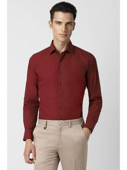 Van Heusen - Men Maroon Slim Fit Solid Full Sleeves Formal Shirt