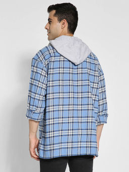 American Eagle - Men Blue Super Soft Flannel Hoodie