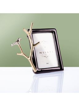 Gibox - Metal The Timekeeper Photo Frame Hammered Glossy Finish Branch Bird Stand