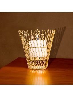 Gibox - Basket Candle Holder Trendy Decorative for Dining Table Iron Made Hurricane