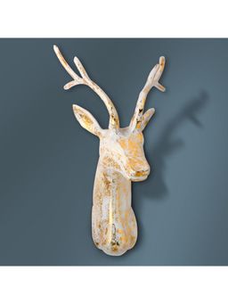 Gibox - Wall Mount Antelope Deer Skull Wide Horn White Colour Rough Finish Figurine