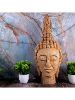 Gibox - Buddha Head Statue Handcrafted Wooden Buddha Showpieces Buddha Showpieces Big Size