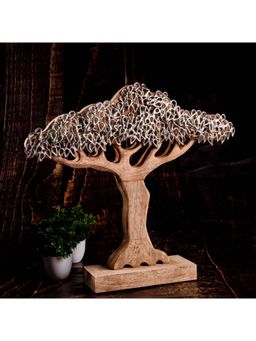 Gibox - Forest Dream Table Home Decor Wooden Tree Metal Top Accent Home Bar Restaurant