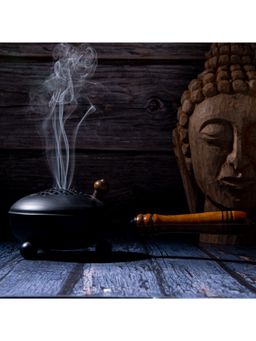 Gibox - Aroma Incense Burner Wooden Handle Dhuna Home Purifying Loban dan Stand