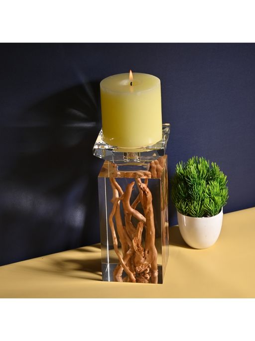 Gibox Crystal wood Candle Stand Holder Fancy Lavish Crystal Holder Votive Holdersation