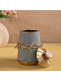 Gibox - Petunia Decorative Storage Green Jar With Lid Gold Plated Premium Quality