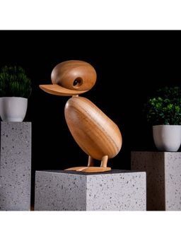 Gibox - Mother Duck Decorative Showpiece Cute Wooden Accent Tabletop Bird