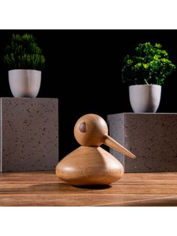 Gibox - Round Bird Showpiece for Wooden Duck with Long Nose Cute Swan Like Figurine for Desk