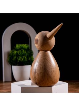 Gibox - Wooden Bird Showpiece for Living Room (Large) Round Shape Duck Figurine