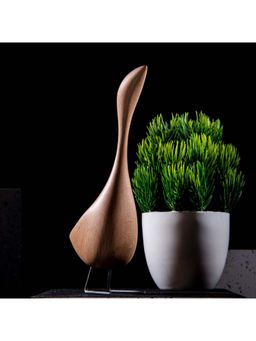 Gibox - Wooden Goose Showpiece (Small) Stylish Bird Miniature with Metal Base