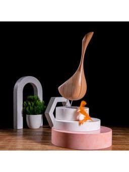 Gibox - Wooden Goose Showpiece (Large) Stylish Bird Miniature with Metal Base