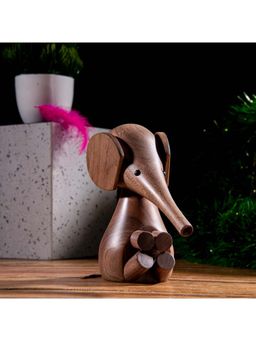 Gibox - Wooden Baby Elephant Showpiece Statue for Animal Lovers Unique Decorative Item