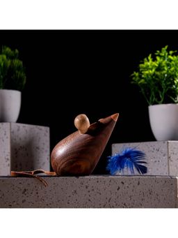 Gibox - Adorable Handcrafted Wooden Mouse Showpiece Charming Miniature Sculpture Whimsical
