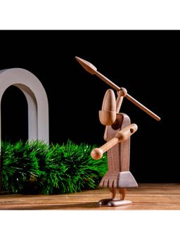 Gibox - Handcrafted Wooden Primitive Man Figurine Showpiece for Home Decor (Small)