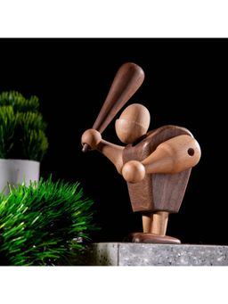 Gibox - Handcrafted Wooden Primitive Man Figurine Showpiece for Home Decor (Large)