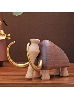 Gibox - Wooden Mammoth Elephant Showpiece for Living Room Home Decorative Accent