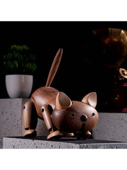 Gibox - Wooden Cat Showpiece for Home, Office Funny Table Accent Brown Small Animal Figurine