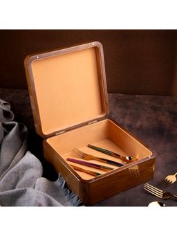 Gibox - Walnut Wooden Glossy Finish Utility Box for Home Office To Cary/Table Top Decor