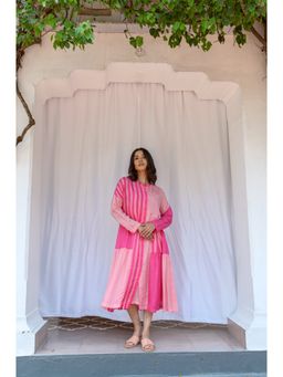 AYAKA - Mila Pink Color Blocked Midi Dress with Slip (Set of 2)