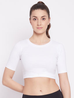 Athlisis - White Ribbed Fitted Crop Top