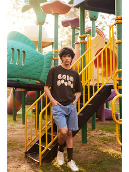 CRIMSOUNE CLUB - Men Blue Cotton Denim Shorts