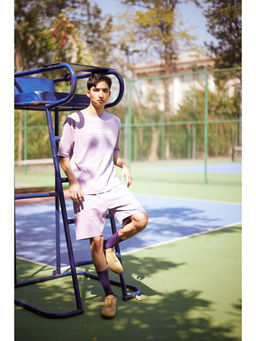 CRIMSOUNE CLUB - Men Purple Pure Cotton Shorts