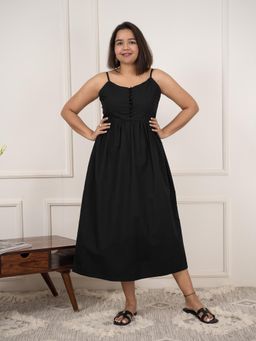Label Tanvee - Black Smocked Maxi Dress