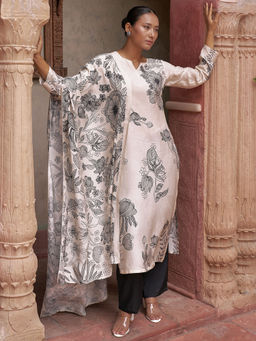 Libas - White Silk Blend Printed Kurta Sets for Women