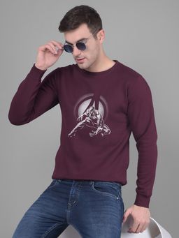 CRIMSOUNE CLUB - Mens Wine Printed Sweatshirt