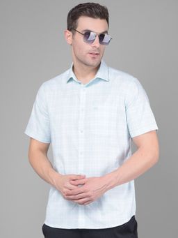 CRIMSOUNE CLUB - Mens Light Green Checks Shirt