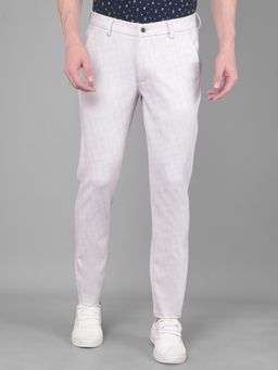 CRIMSOUNE CLUB - Mens Cream Self Design Chinos Trouser