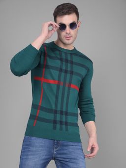 CRIMSOUNE CLUB - Mens Green Self Design Sweater