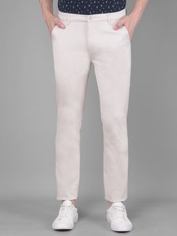 CRIMSOUNE CLUB - Mens Cream Solid Trouser