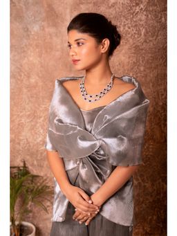 Uptownie - Pleated Top with Front Detailing-Silver