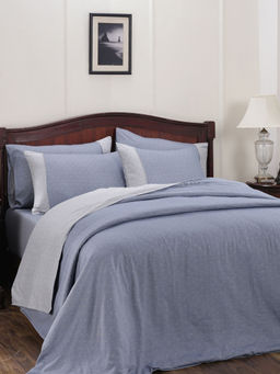 Maspar - Cotsmere 300TC Muted Dot Cotton Blue Yarn King Duvet Cover With 2 Pillow Cases