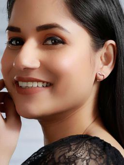 Priyaasi - Sheer By Rose Gold Valentine Heart Sterling Silver Studs