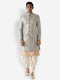 KISAH - Men Cream Kurta Sherwani (Set of 3)