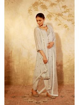 Pooja Popli - Nazakat Ice Blue Mirror Work Suit