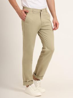 AM SWAN - Premium Cotton Stretch Khaki Solid Mens Regular Fit Chinos