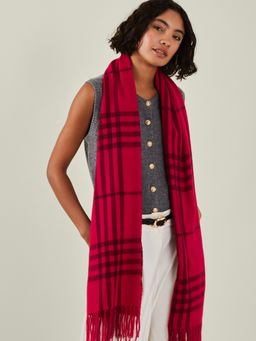 Accessorize London - Womens Check Blanket Scarf Red