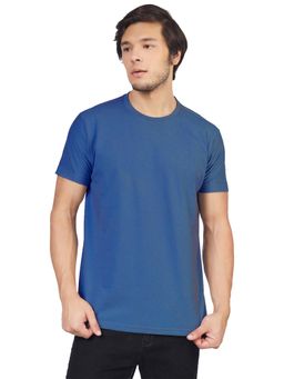 Greylongg - Comfortable Navy Blue Mens Round Neck T-Shirt