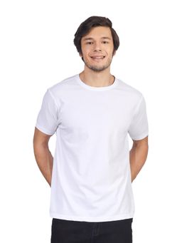 Greylongg - Comfortable White Mens Round Neck T-Shirt