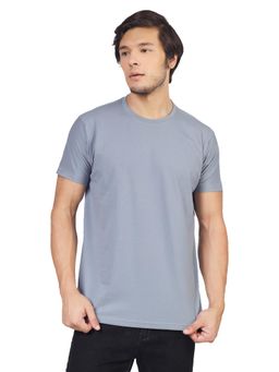 Greylongg - Comfortable Grey Mens Round Neck T-Shirt