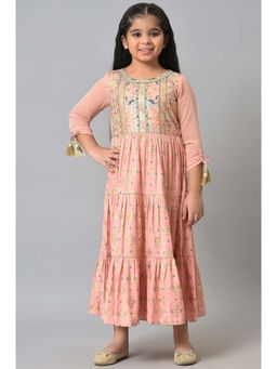 Aurelia - Peach Floral Printed Tiered Dress