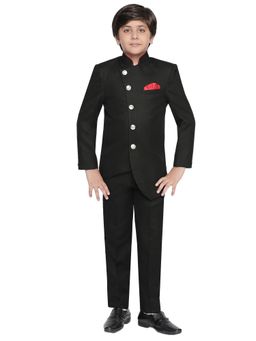 Jeetethnics - Boys Black Jodhpuri Coat With Trousers (Set of 2)