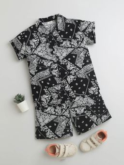 Hopscotch - Boys Black Paisley Print Shirt and Shorts Set