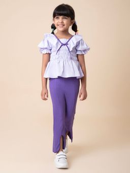 Hopscotch - Ruffle Embellished Blouse and Pants Set