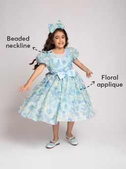 Hopscotch - Puff-Sleeve Floral Party Dress