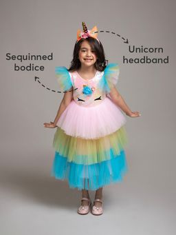 Hopscotch - Ruffle-Sleeve Sequined Unicorn Party Dress