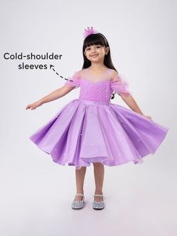 Hopscotch - Cold-Shoulder Party Dress with Crown Headband